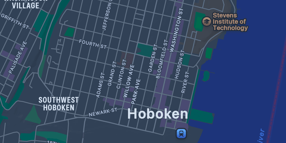 Map of Hoboken, NJ